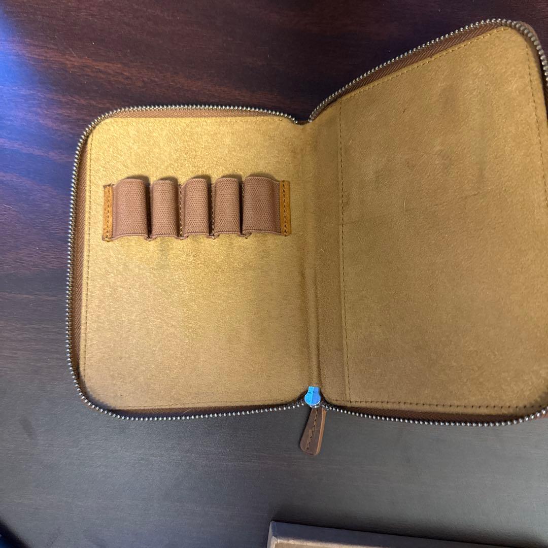 ガレンレザー5本挿しペンケース　クレイジーホースブラウン　箱付き