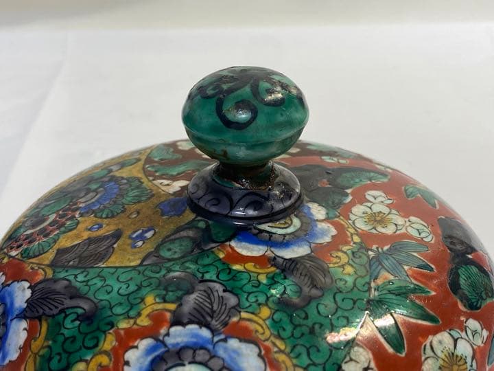 江戸後期　古九谷焼　蓋付菓子器　アンティーク0923