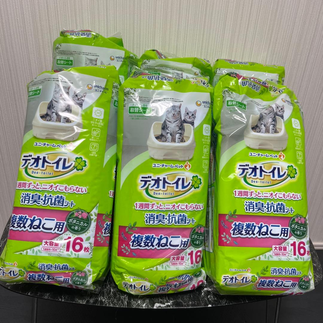 デオトイレ 消臭抗菌シート　複数猫用 16枚入り✖️6袋　計96枚ボタニカルの香り