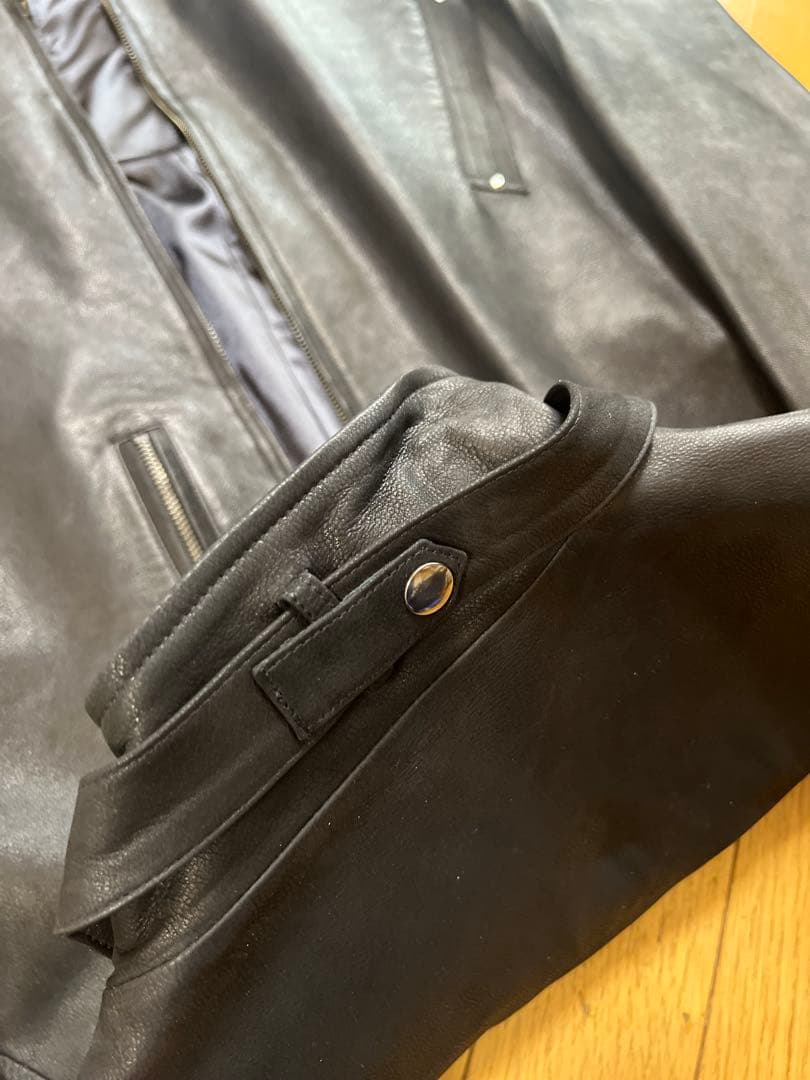 メンズ革コート　ショートシングルコート　鹿革　イタリア革