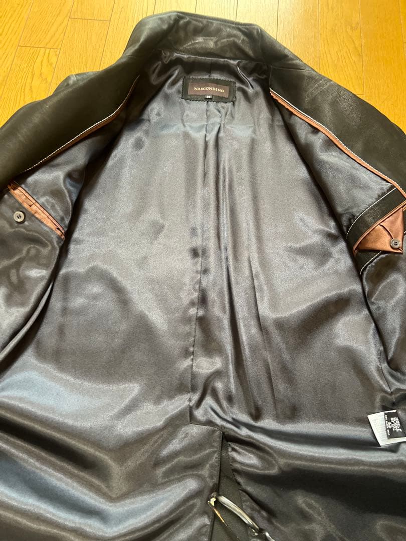 メンズ革コート　ショートシングルコート　鹿革　イタリア革