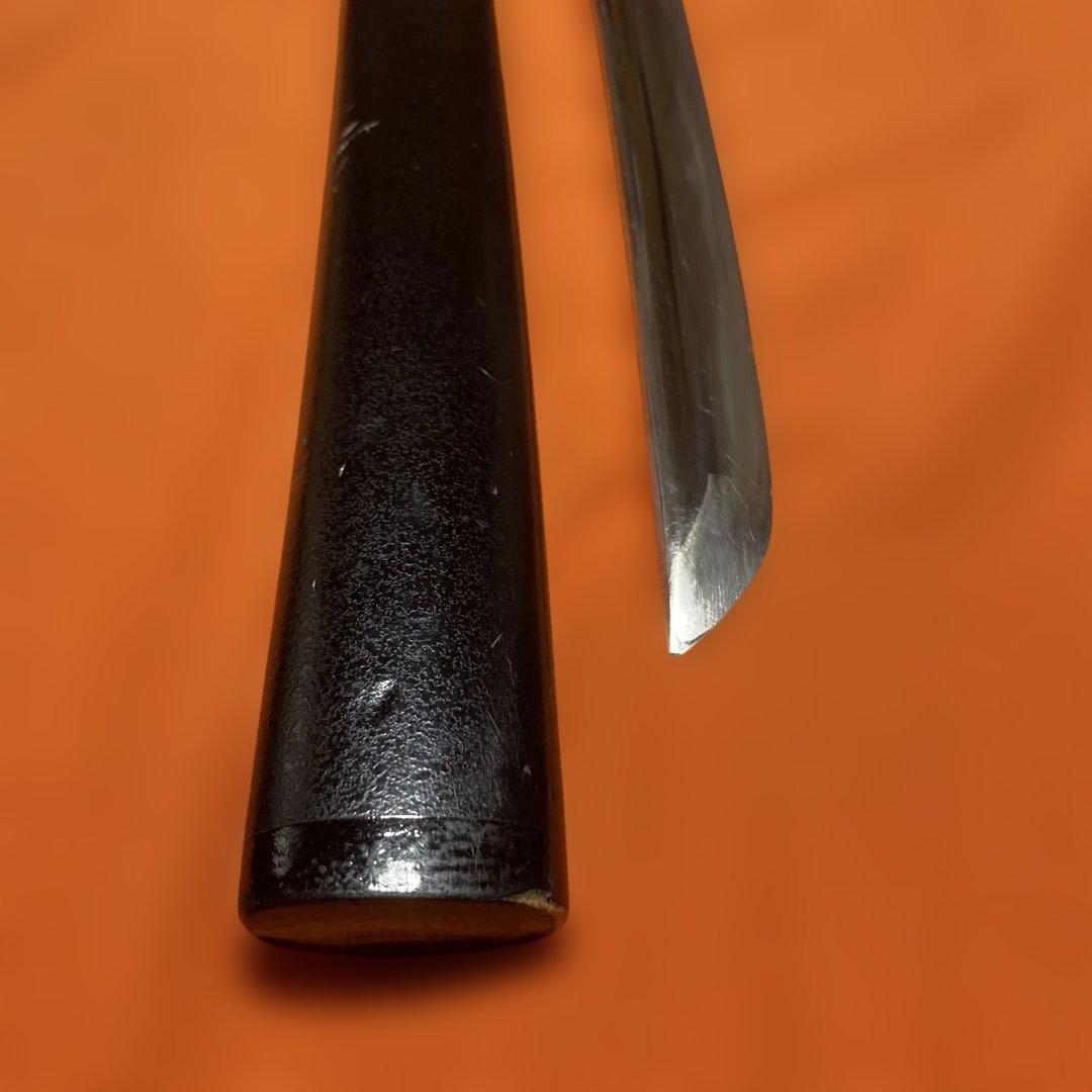 居合刀(刀袋付) 濃緑柄 竹笹木瓜鍔 黒梨地呂鞘