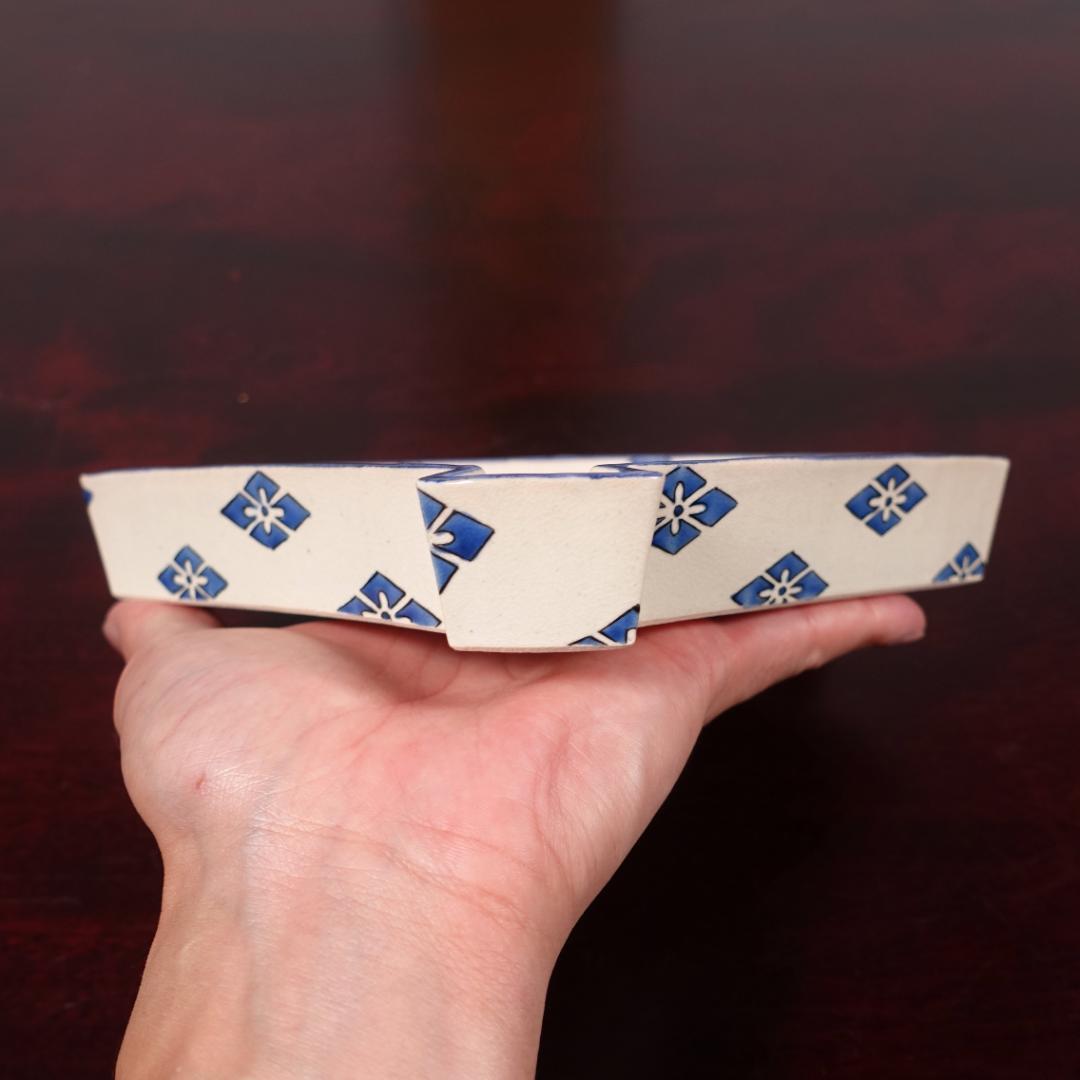 京焼 名工 宮永東山 色絵 図替 扇面 向付 5客