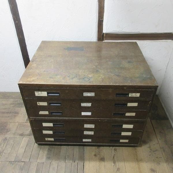 イギリス アンティーク 家具 アーキテクト チェスト 製図 図面入れ 6372c