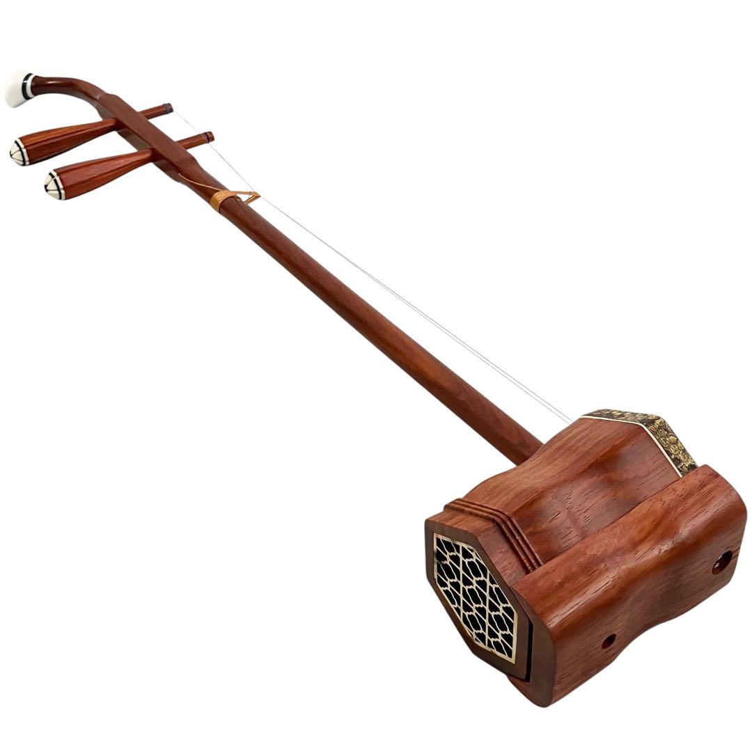 【未使用】 蘇州二胡 紅木 中国楽器 胡弓 弦楽器 セミハードケース付 二胡