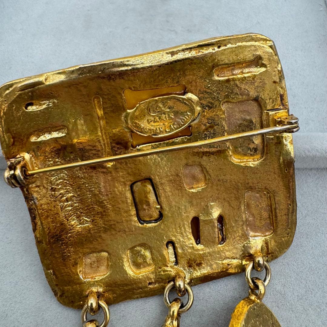 【ヴィンテージ】christian lacroix ブローチ　ゴールド　ストーン