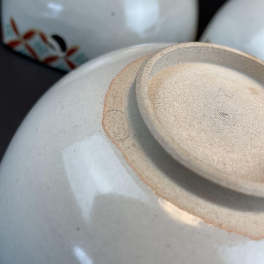 ★ 初代　中村梅山　亀甲紋向附　5客組み　★ 向付　茶道具　陶器