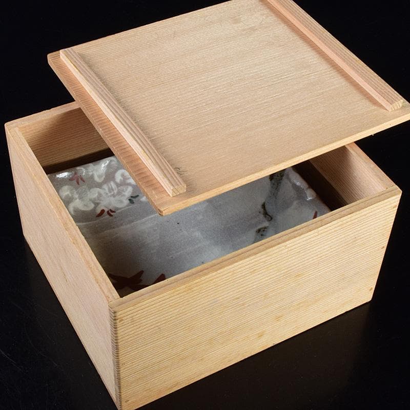 志野焼　虎渓山　水月窯　雲綿手　角皿　四客　共箱　V　R7624