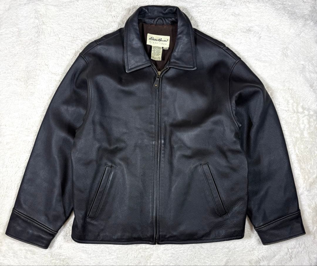 エディーバウアー 白タグ レザージャケット 本革 ダークブラウン 90s