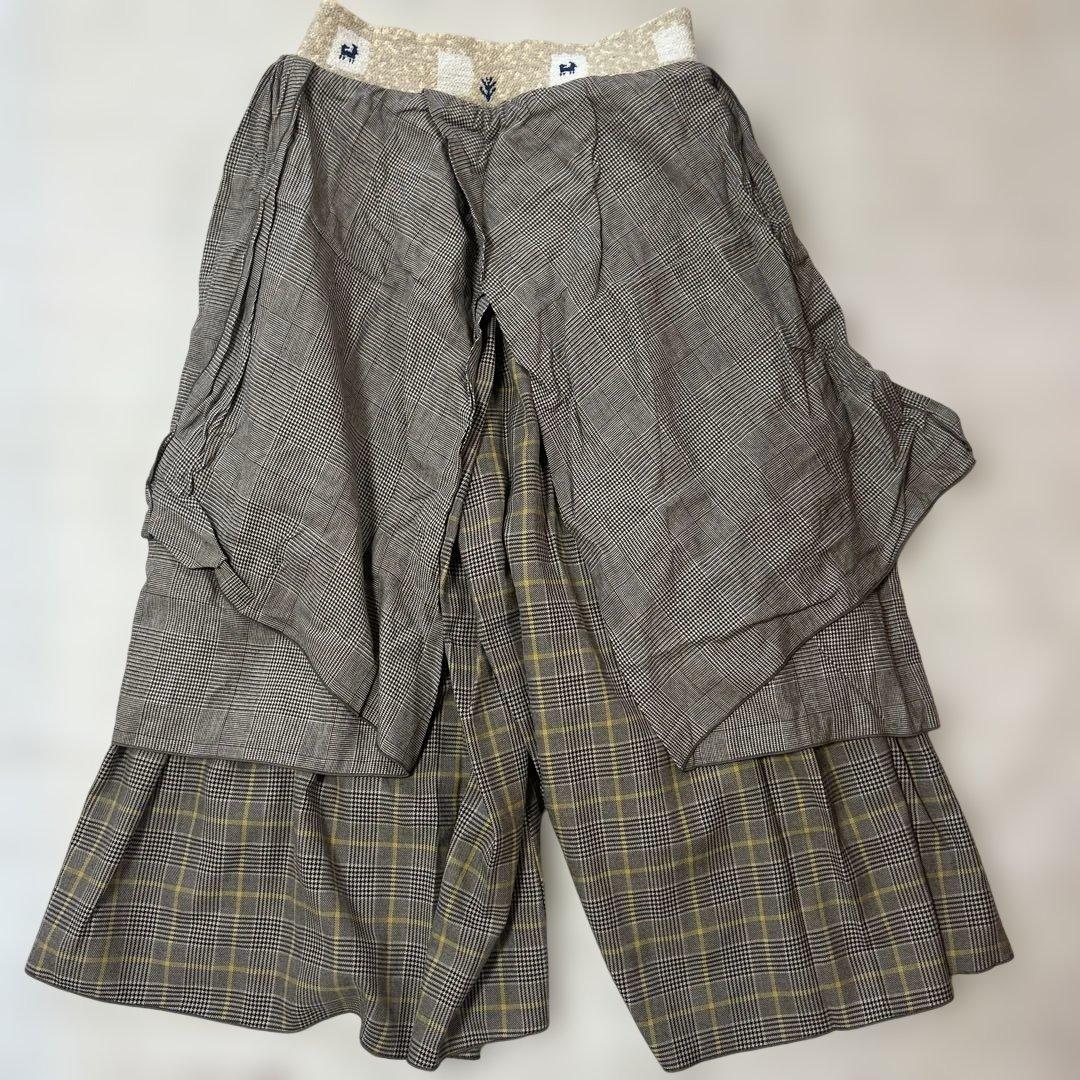 キャピタルチェック柄ガウチョパンツ 膝下丈