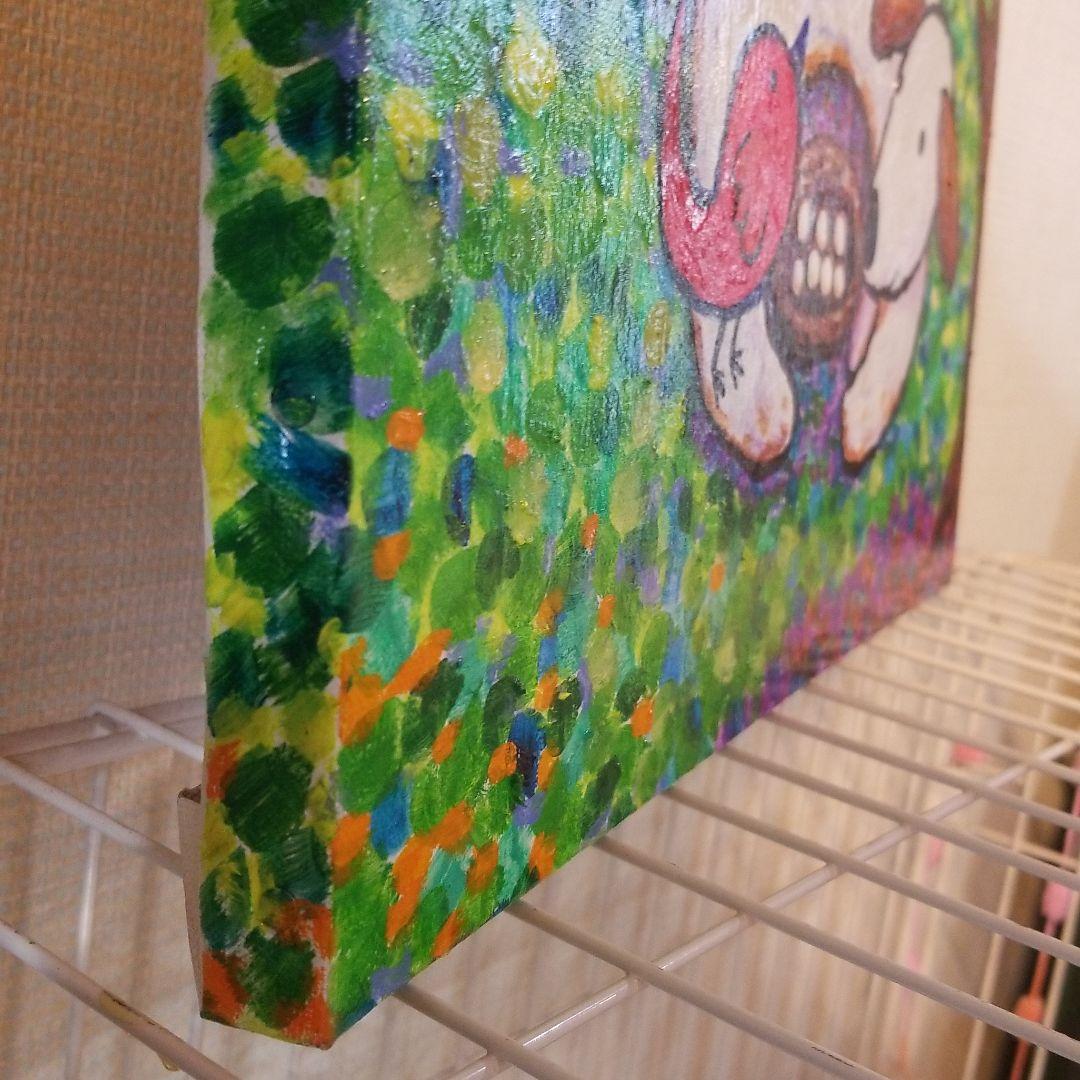 油絵　FUUTA　友だちの卵を守る犬