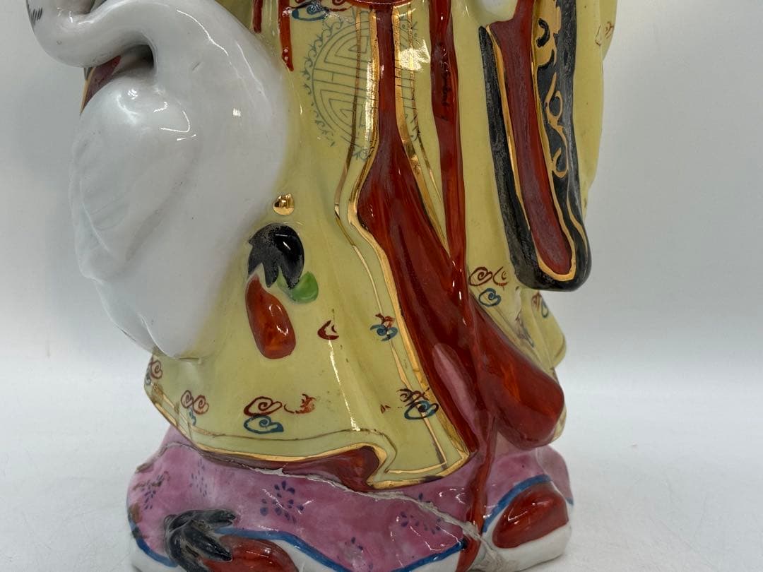 中国　景徳鎮製　色絵　禄星寿星像　送料込み251222