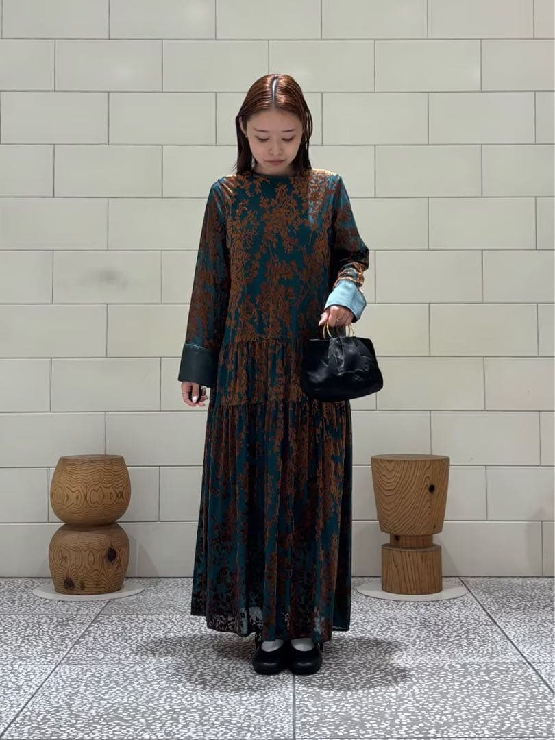 ROSSO フロッキープリントティアードワンピース