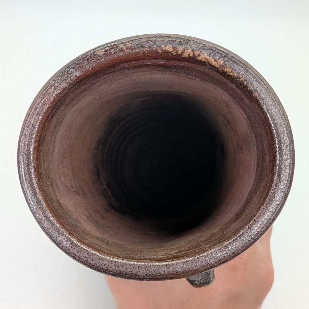 明治時代 備前焼 装飾花入 大黒天彫貼付 大黒様 七福神 縁起物 花器 花瓶