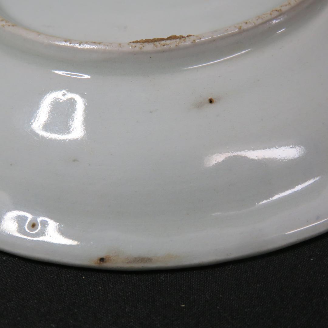 皿 5枚 古伊万里 染付 山水 江戸 窯傷 家屋 船