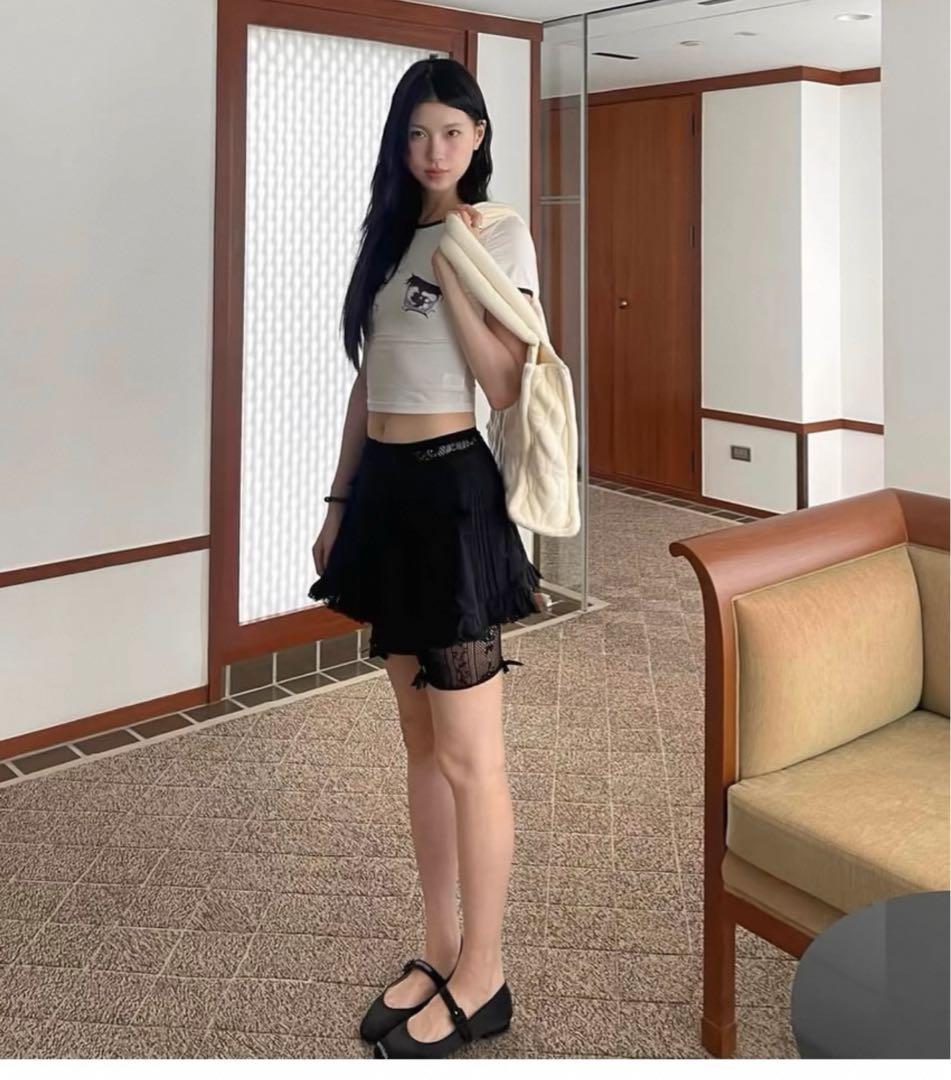 Nodress 2024ss ブラック リボン レース ストッキング　五分丈