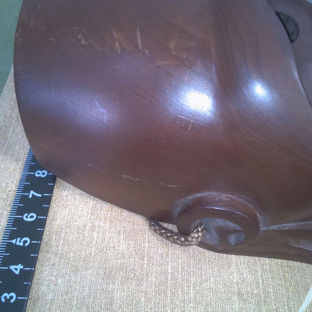 面 木彫 木製顔面マスク 茶色 キズスレ小傷打痕あります