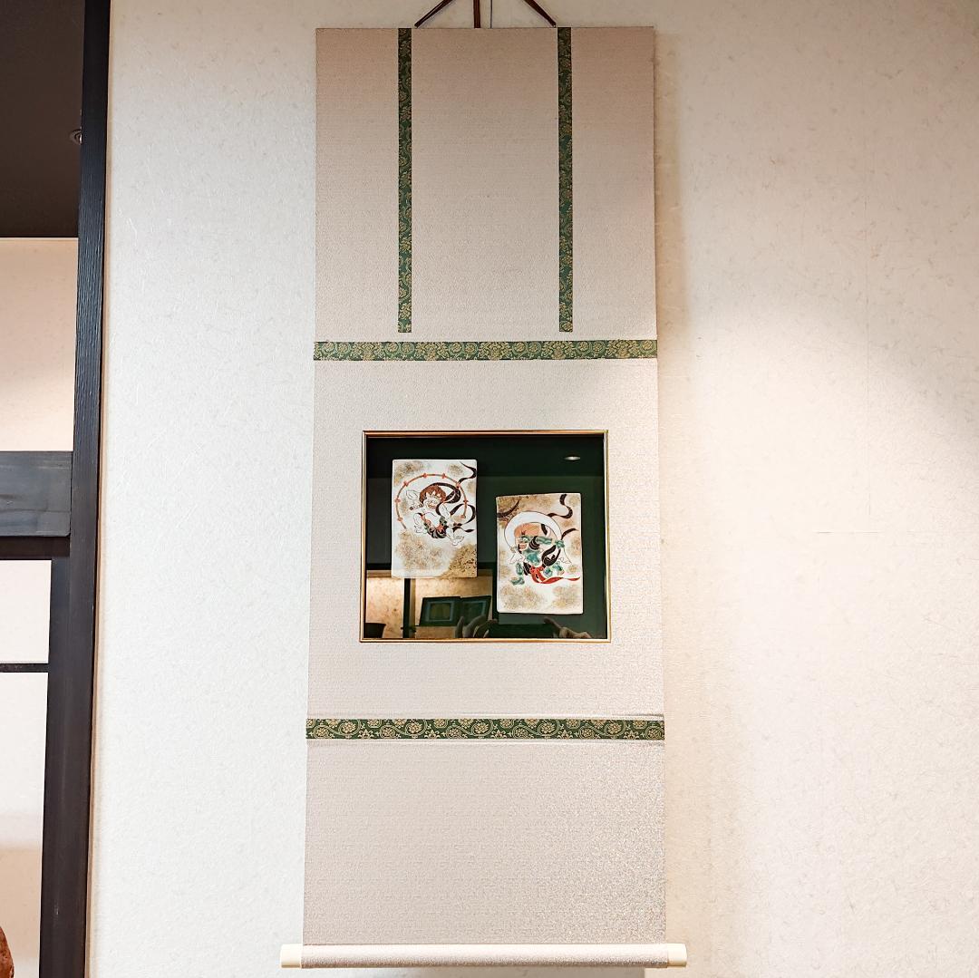 【新品・未使用】陶板掛軸　風神雷神　インテリア　貴重品　清水焼