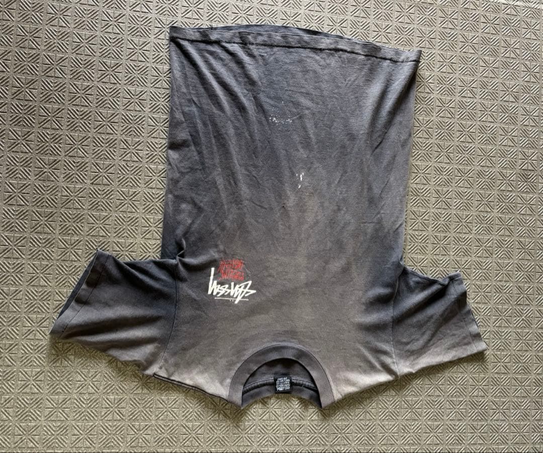 80s 黒タグ stussy ラスタ Tシャツ 墨黒 M ブラック フェード◎