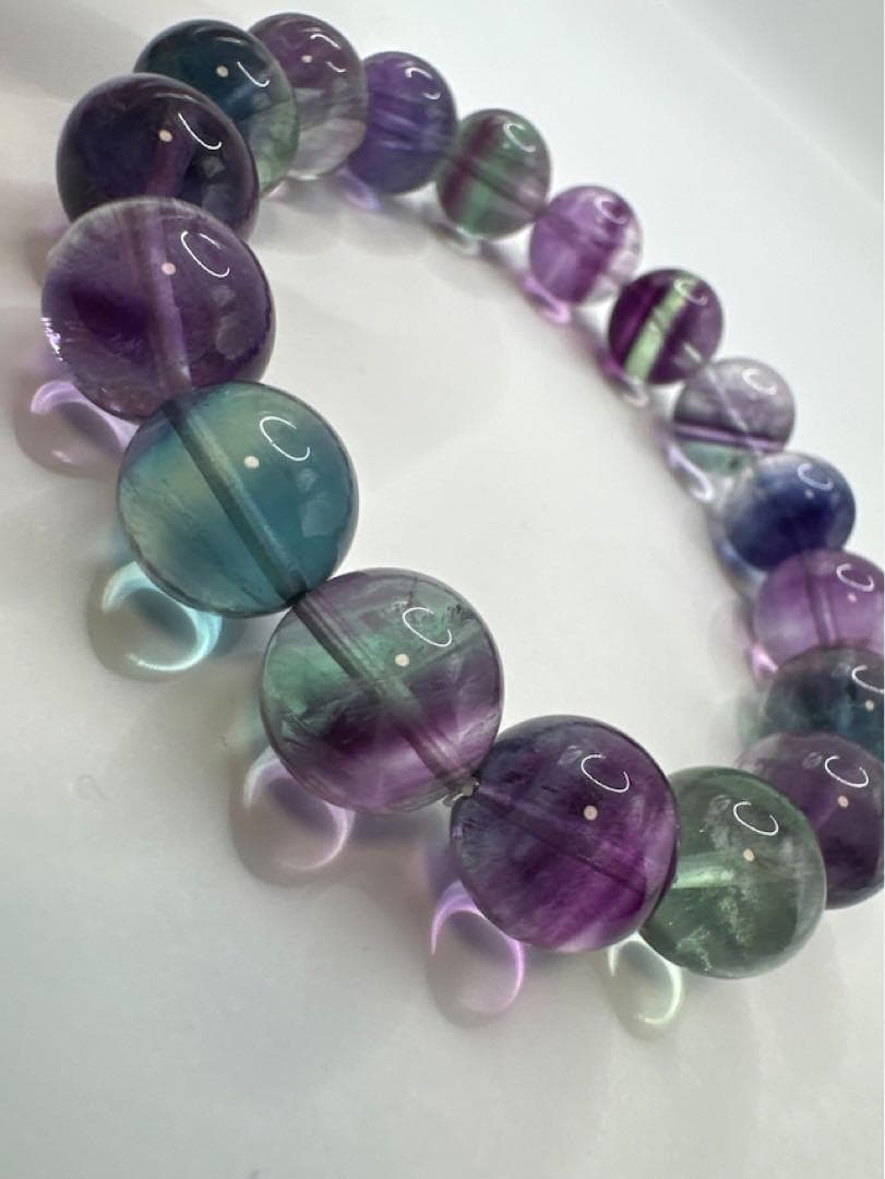 全粒虹入り　フローライト　12mm　天然石　ブレスレット