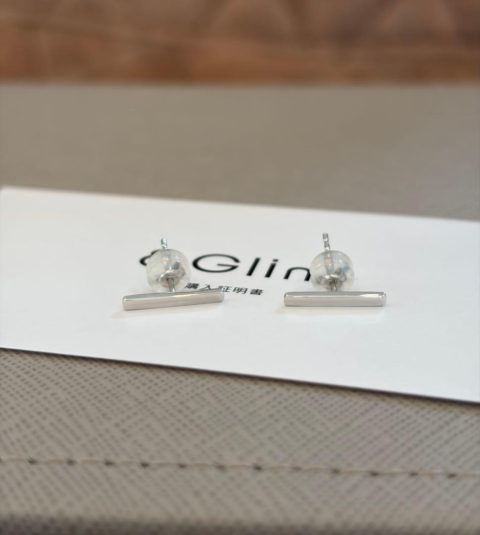 バー ピアス スタッドピアス ホワイトゴールド 18K 保証付き