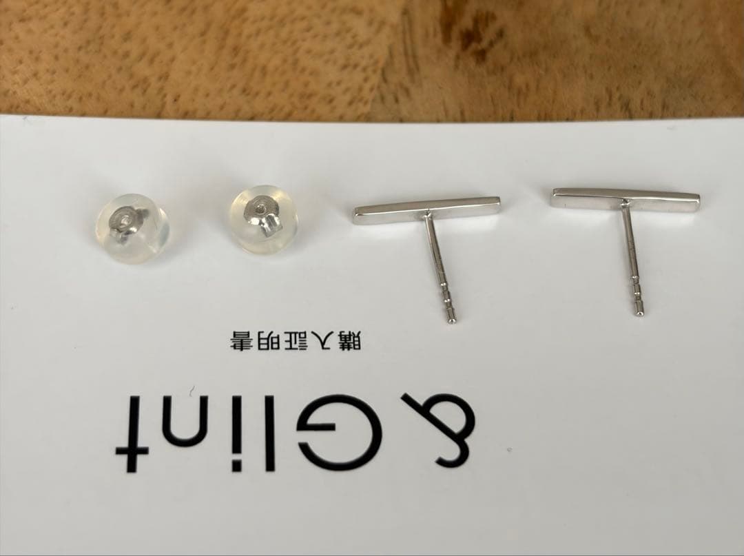 バー ピアス スタッドピアス ホワイトゴールド 18K 保証付き