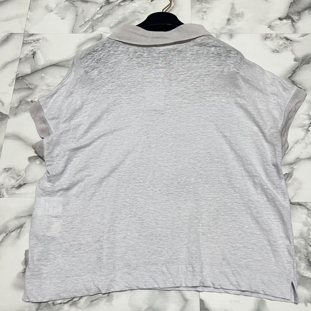 【美品】マーガレットハウエル　2023ss リネン100% ポロシャツ　グレー