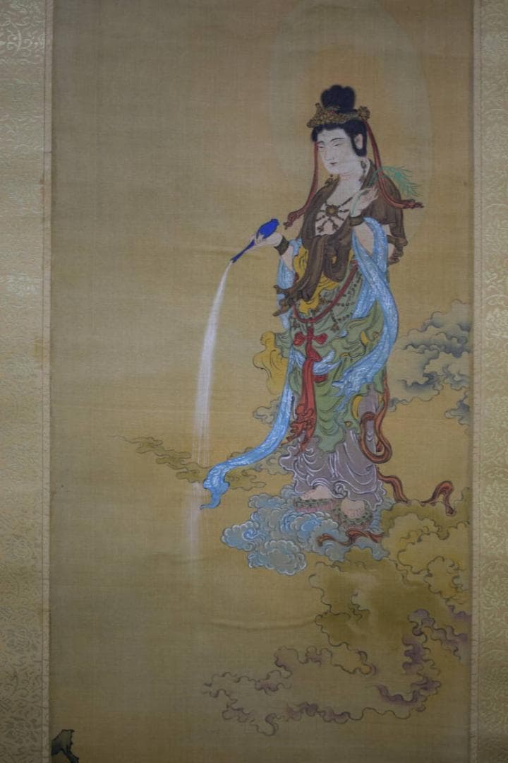 模写/橋本雅邦/観音図/金襴表装/布袋屋掛軸HF-795