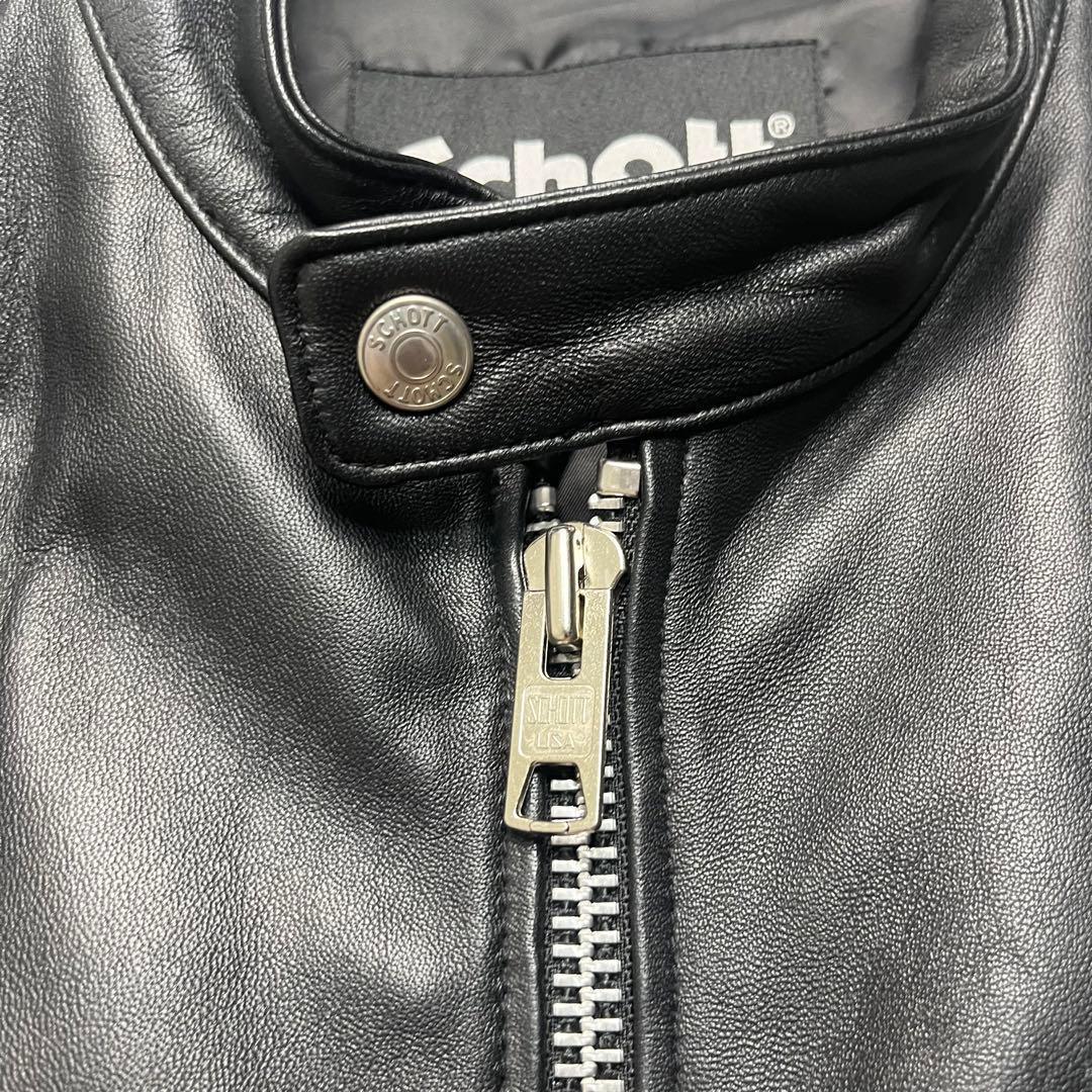 Lサイズ/美品✨schott シングルライダース ラムレザー 羊革　黒