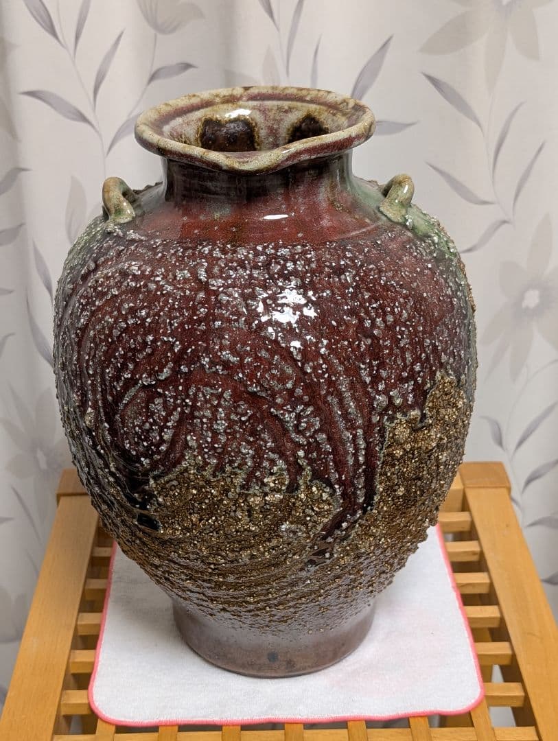 花瓶　インテリア　火色 　　石はぜ　焦げ　自然釉