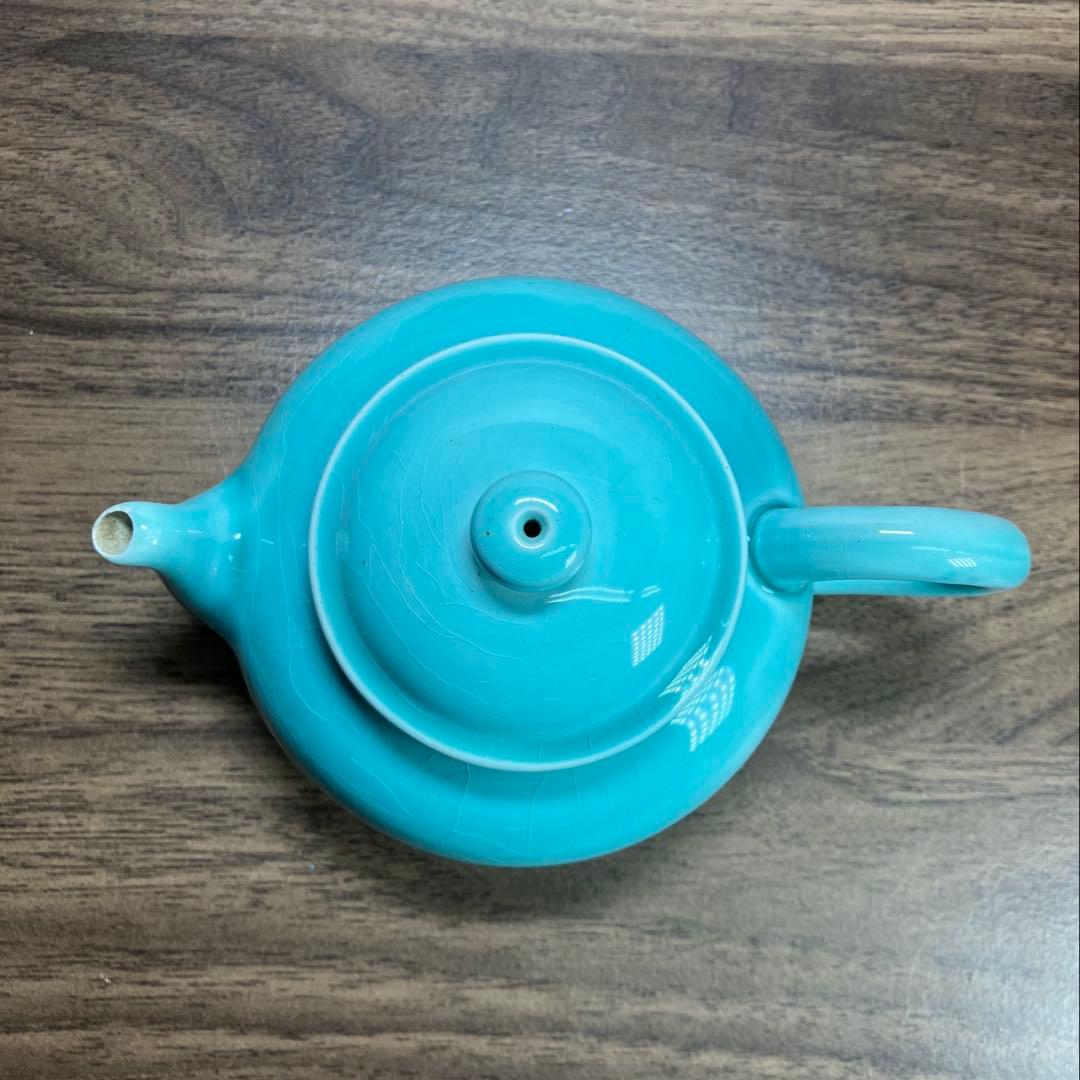 珉平焼　青釉　ティーポット　急須