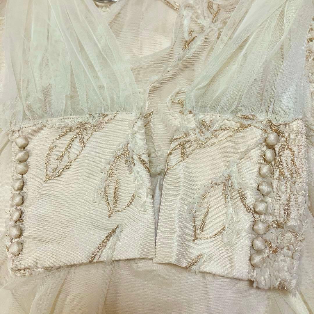 ドリードール　フェザーフラワーチュールドレス オケージョンドレス　エクリュ　M