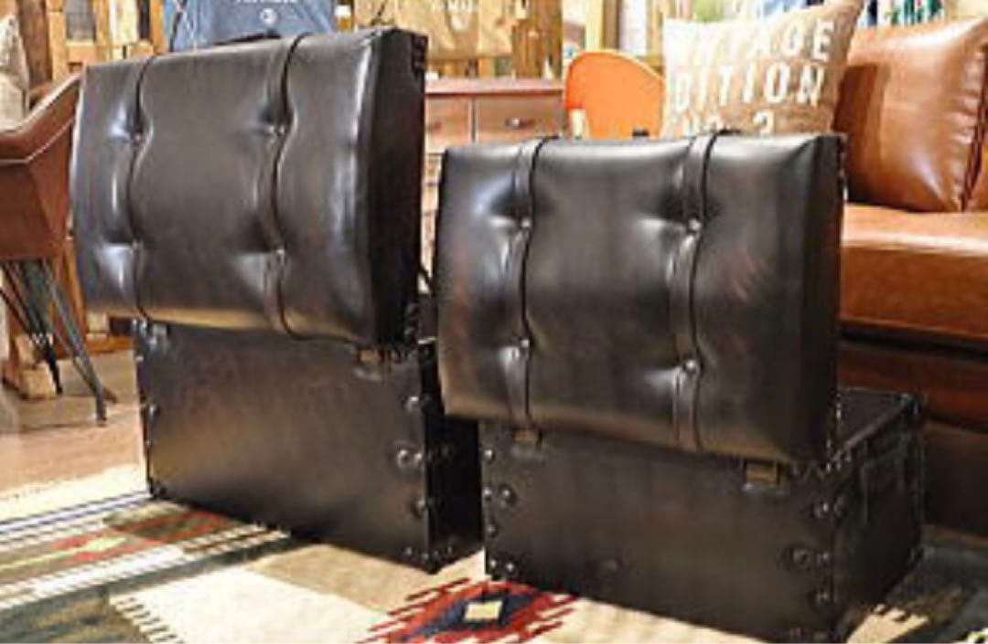 大型アンティーク宝箱スツールセット