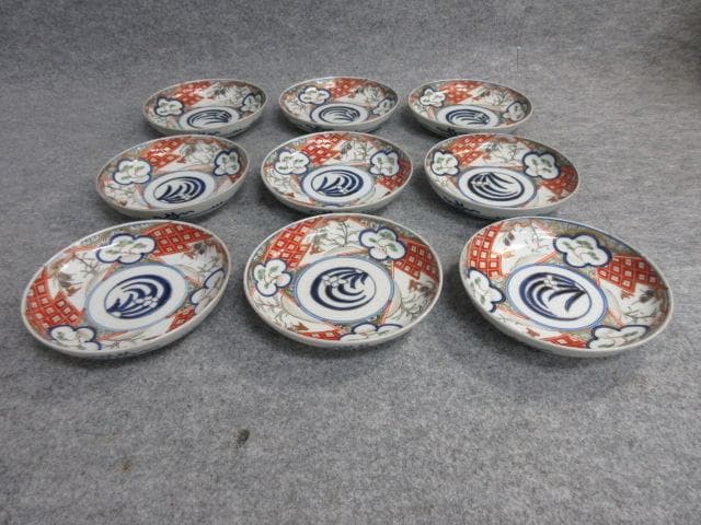 伊万里焼染錦花鳥文手塩皿9枚 [B26560]