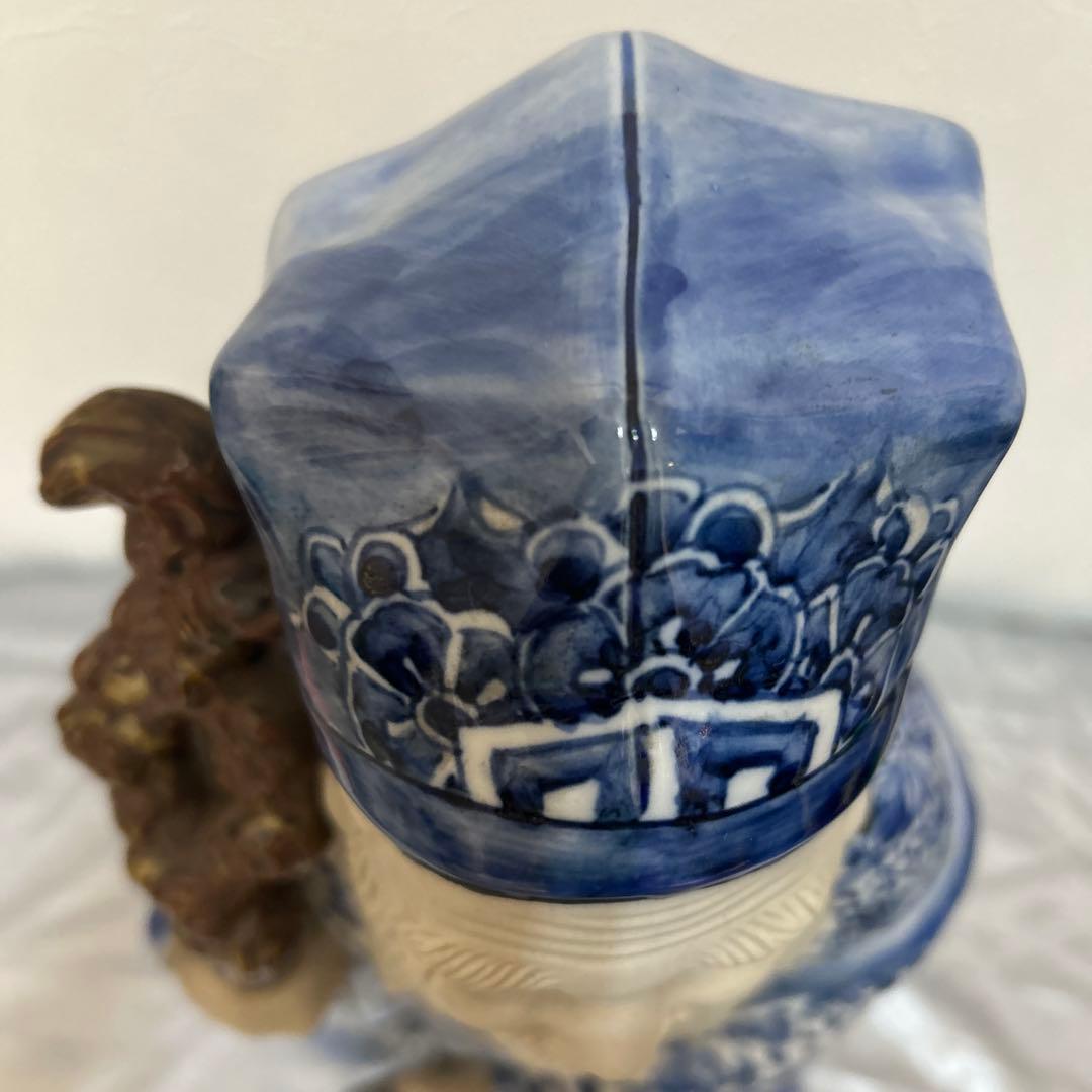 ◉さーや◉九谷　八幡窯　寿老人　染付　置物　縁起物