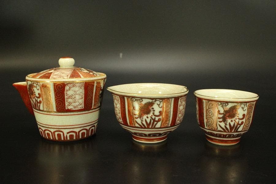 九谷 煎茶器揃 茶櫃 まとめて(A855)