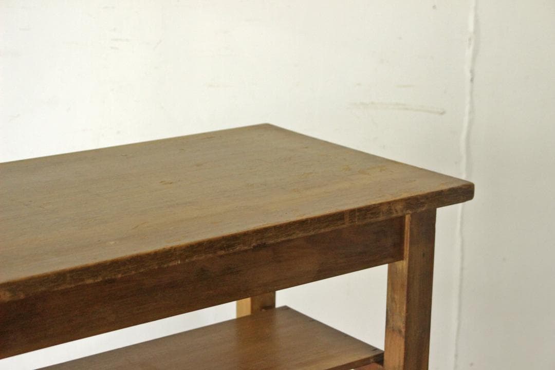 レトロ 作業台 花台 飾り台 展示台 机 ラワン材 ナチュラル ヴィンテージ