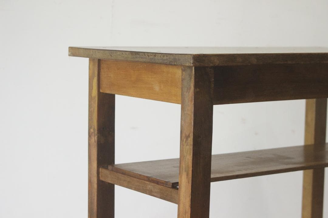 レトロ 作業台 花台 飾り台 展示台 机 ラワン材 ナチュラル ヴィンテージ