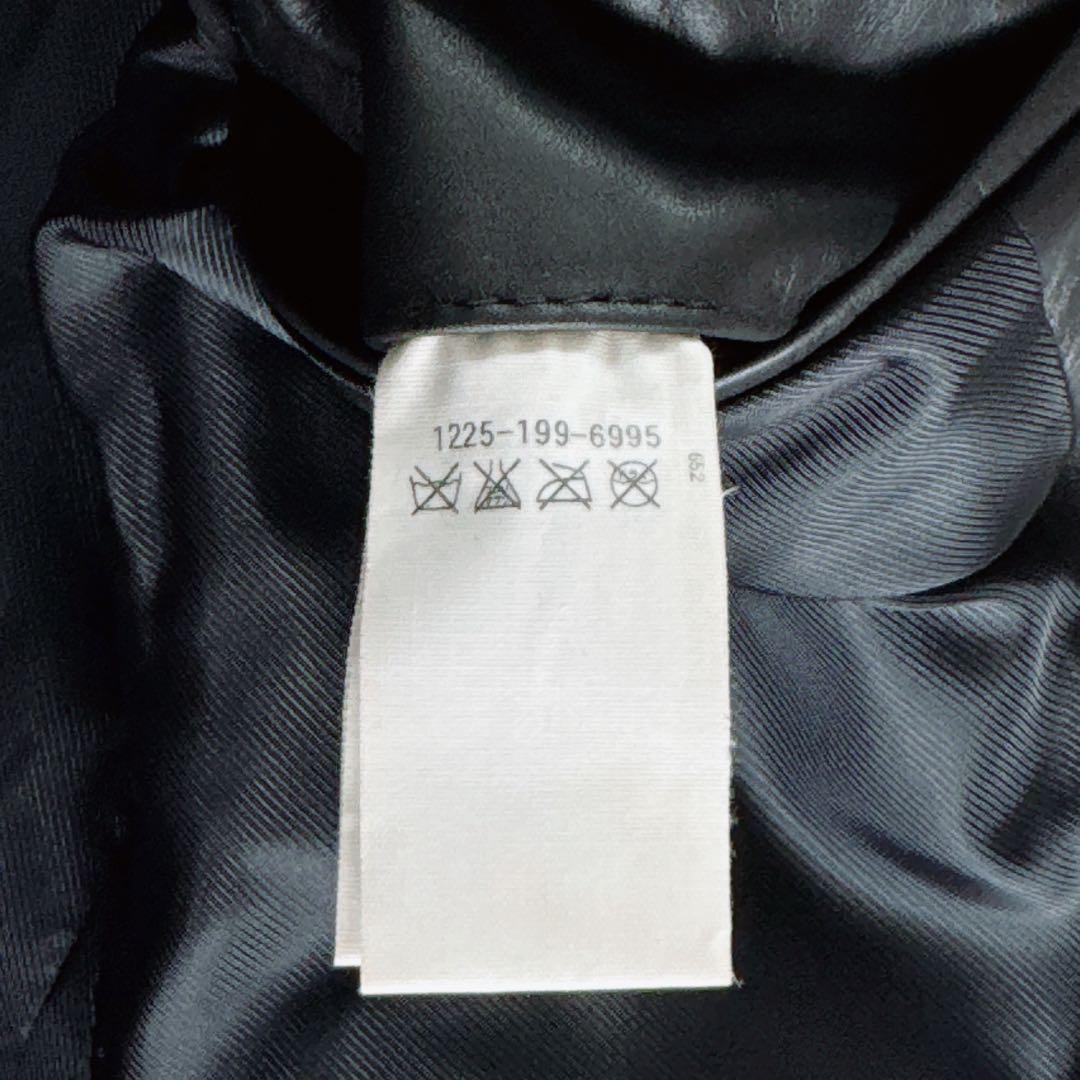 【BEAUTY&YOUTH】ノーカラー シングルライダース 牛革 ブラック XL