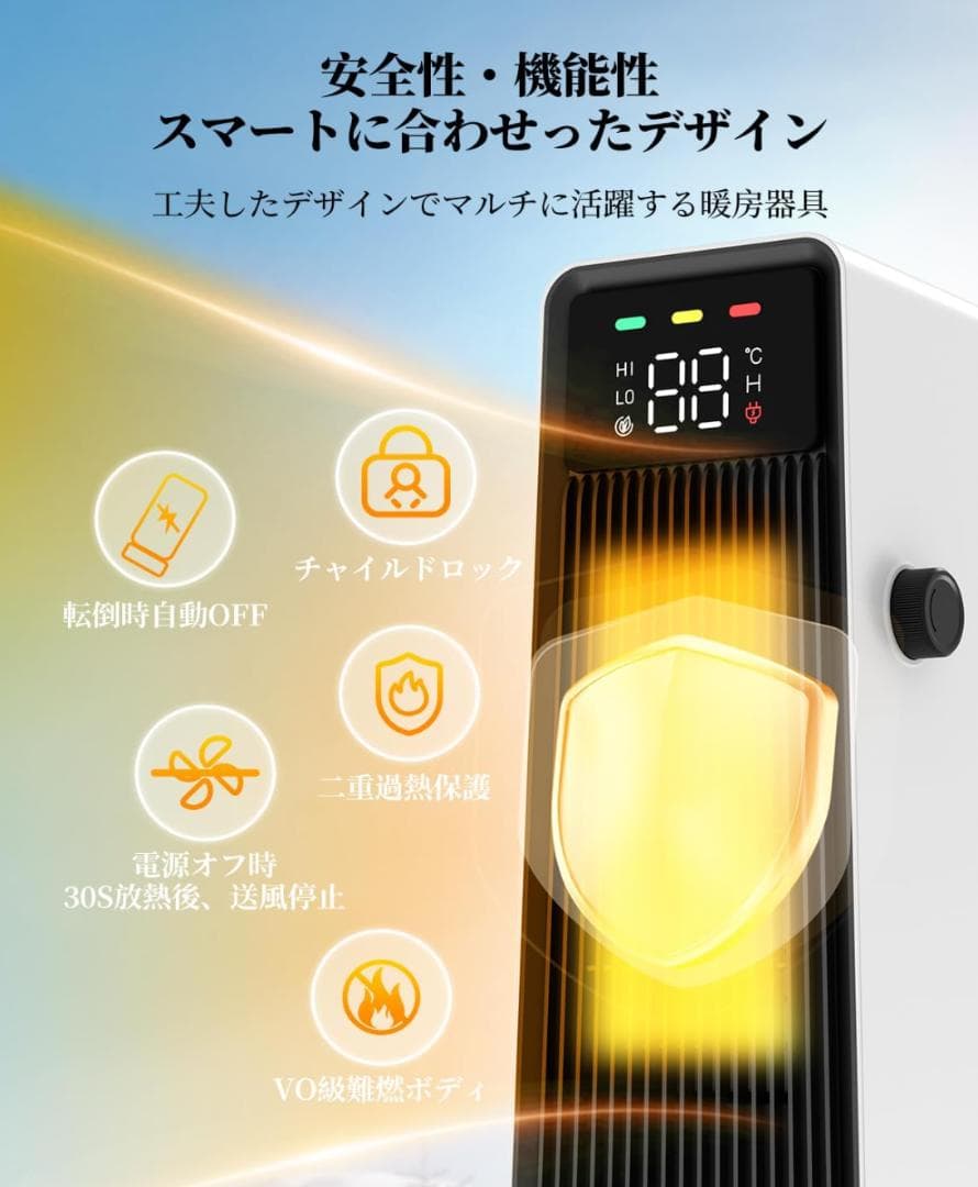 新品 Yosumi セラミックヒーター 省エネ 速暖 人感センサー ECO機能付