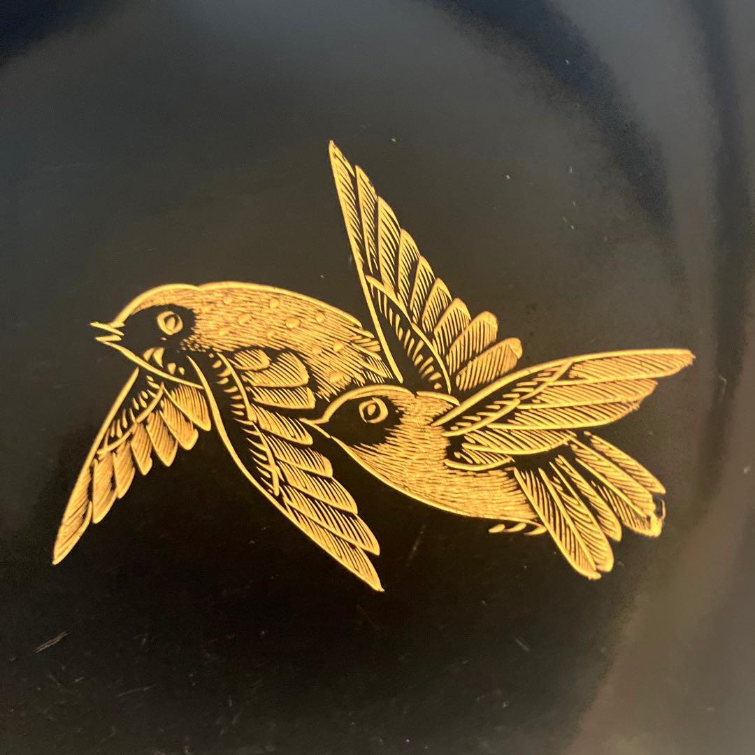 アンティーク大正時代　金彩のスズメや上品な竹が美し過ぎる木製輪島漆塗りお椀2客