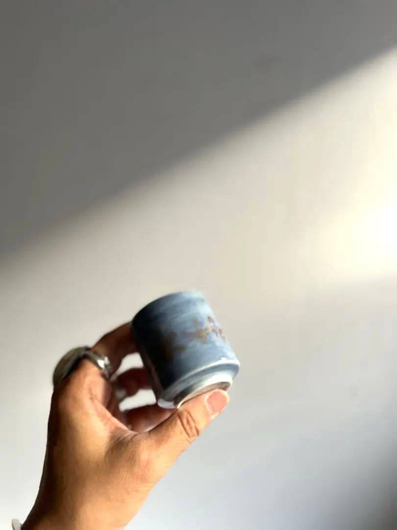 331 骨董 アンティーク 古伊万里 薄瑠璃金彩 のぞき猪口 4点組 幕末