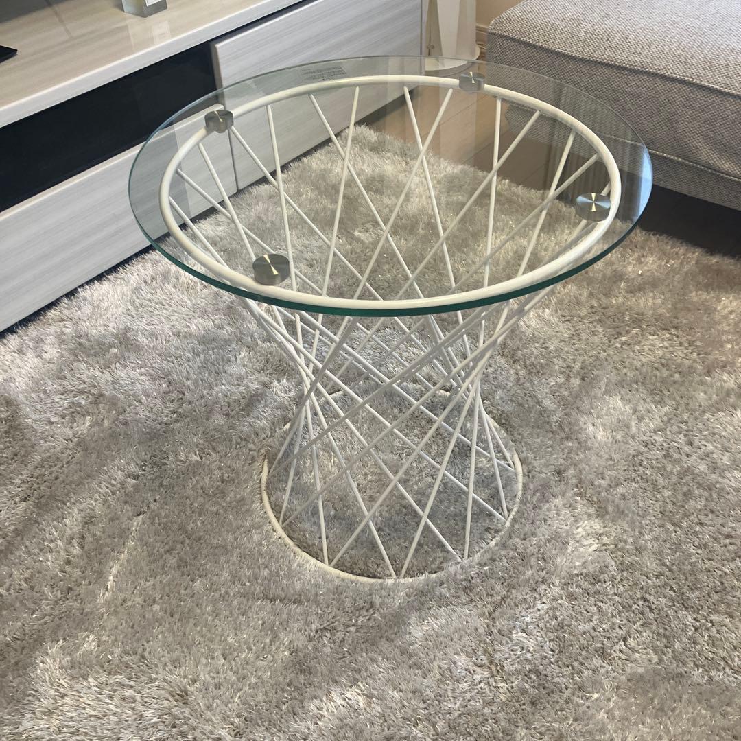 Franc Franc マーリアサイドテーブル (クリア×ホワイト)