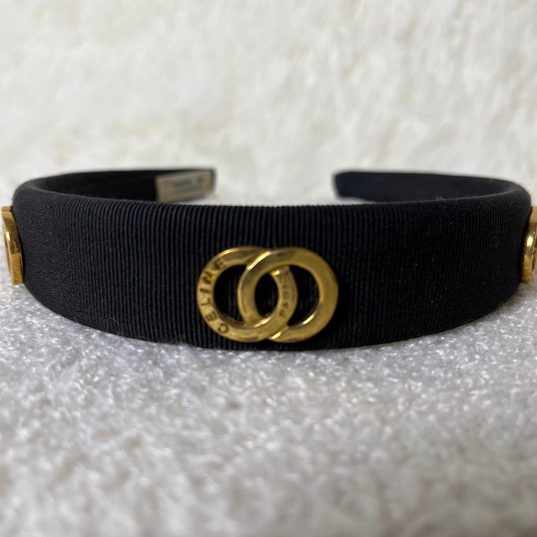 CELINE カチューシャ　サークルロゴ　ブラック　フランス製