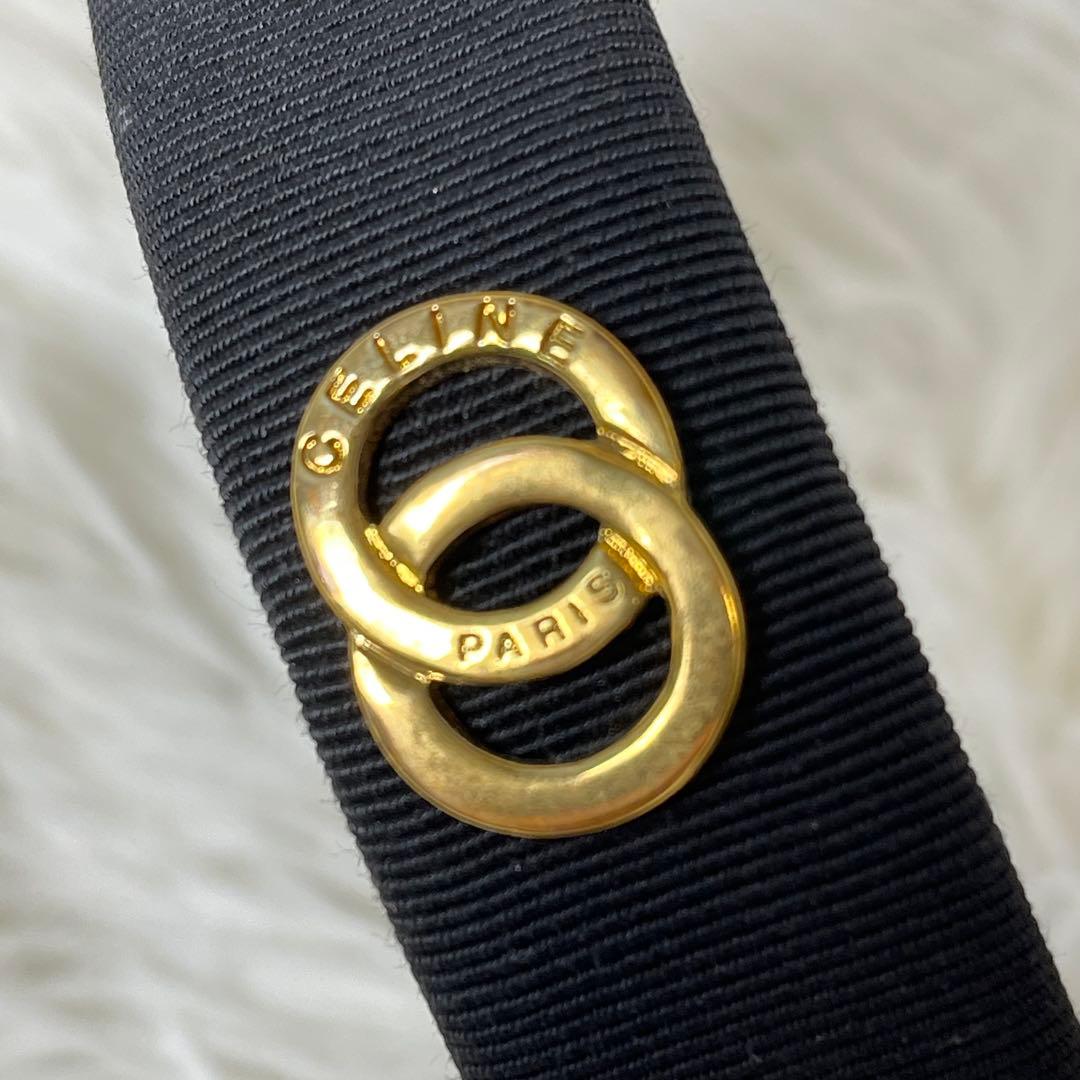 CELINE カチューシャ　サークルロゴ　ブラック　フランス製