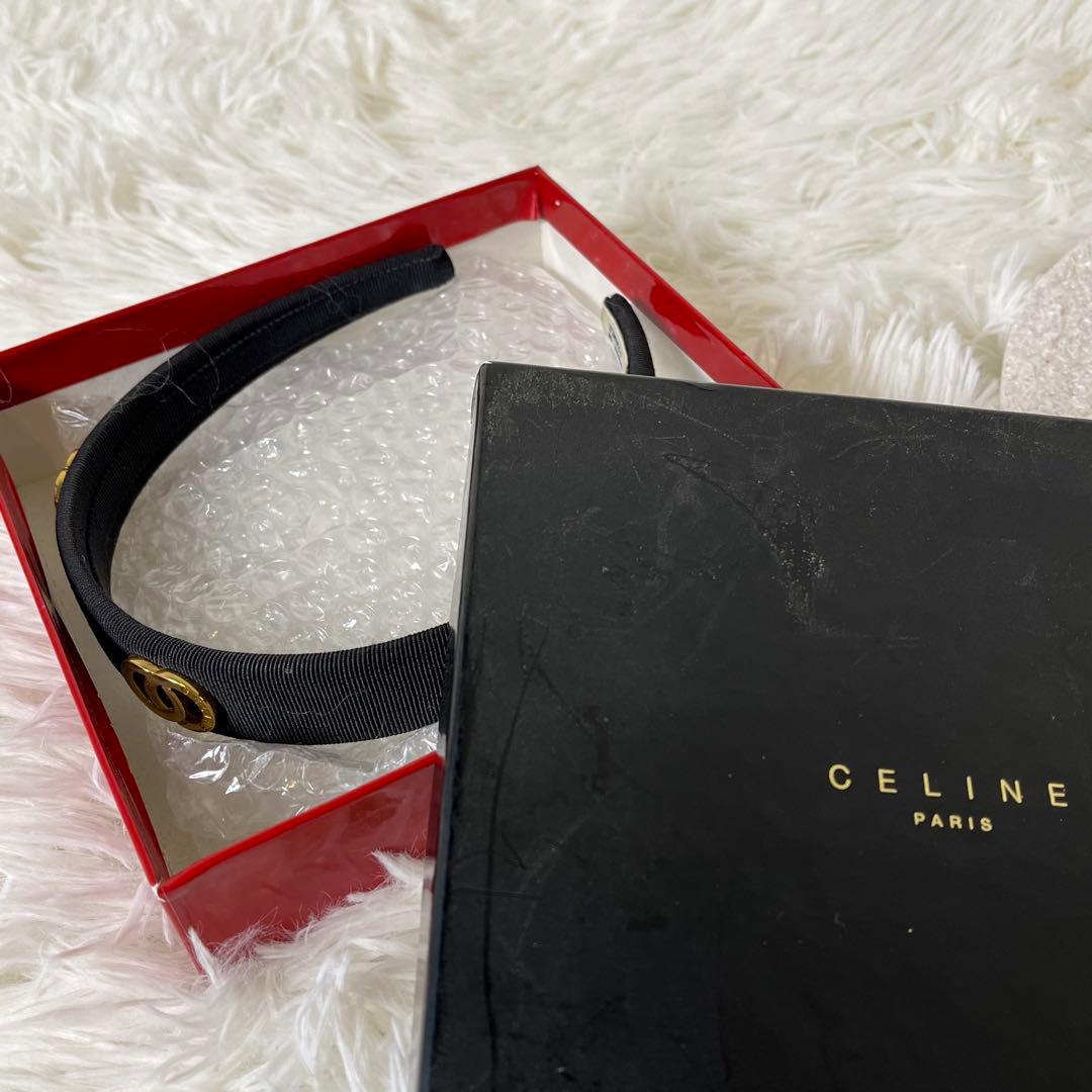CELINE カチューシャ　サークルロゴ　ブラック　フランス製