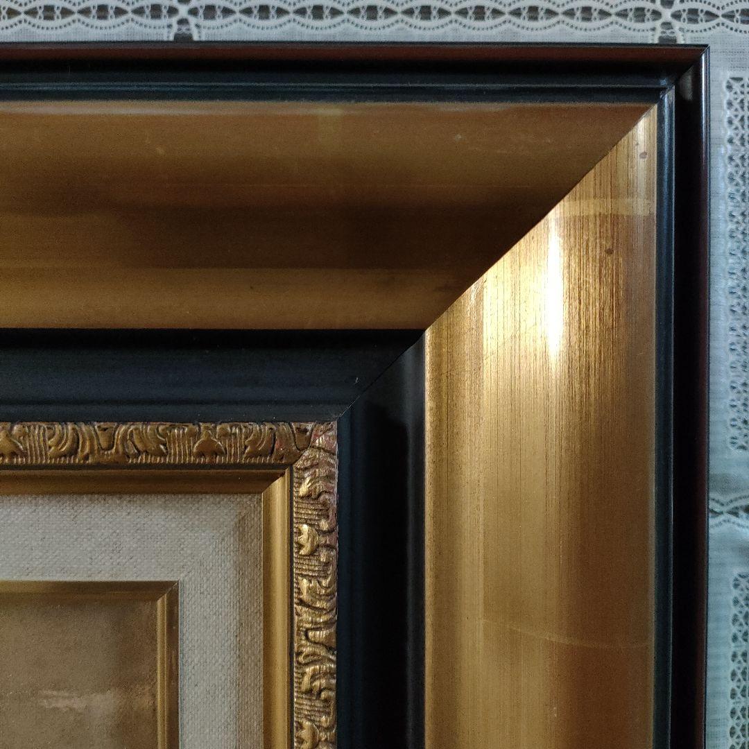 田屋幸男　油彩画 F3号『人と馬』、共シール額装品