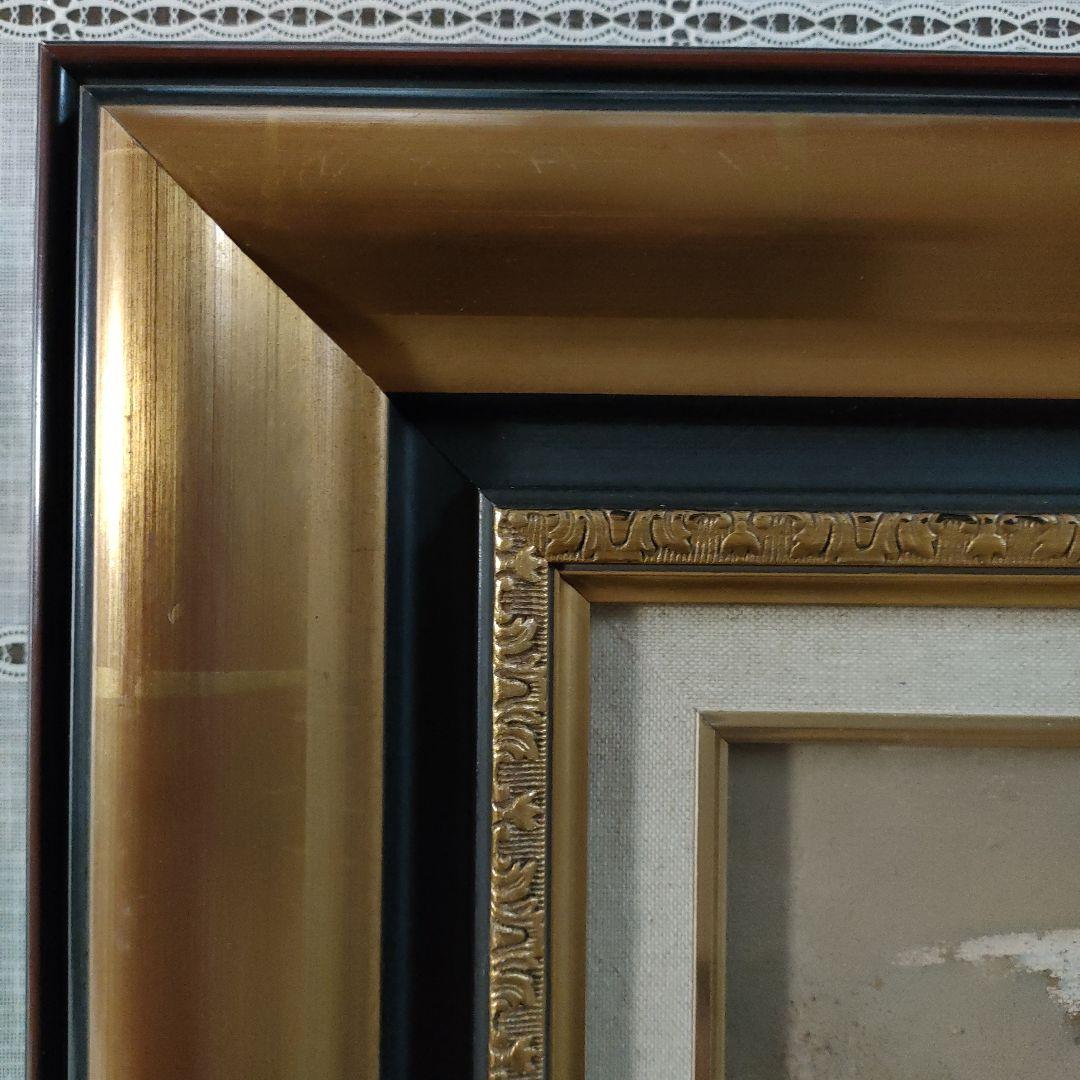 田屋幸男　油彩画 F3号『人と馬』、共シール額装品