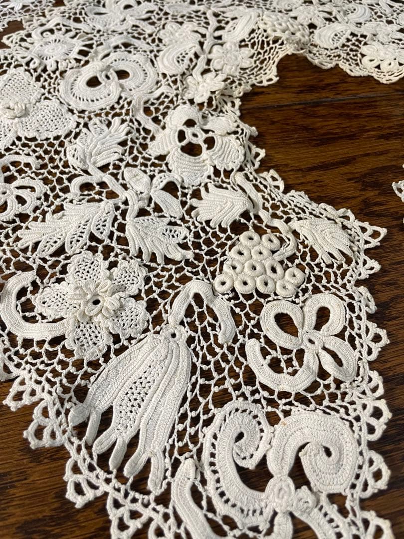 1880年代 フランス アイリッシュクロシェレース つけ襟 ビッグカラー