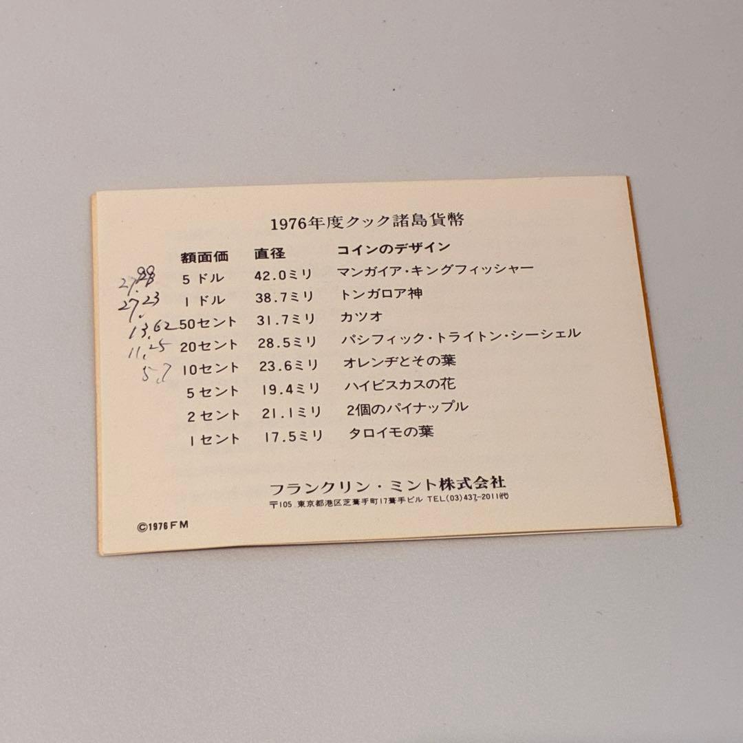 1976年 フランクリン・ミント クック諸島 貨幣 プルーフセット